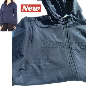 🆕 adidas Jacquard AEROREADY Raised Logo full zip Hoodie